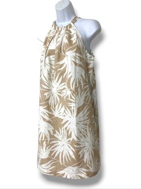 Gap Tie- Back Palm Print Halter Linen Dress